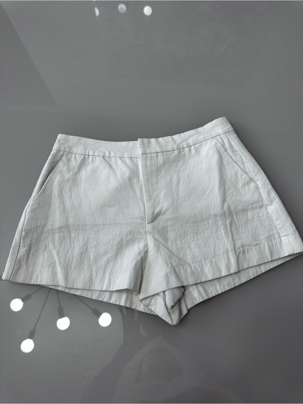 Zara Women's White Tailored Linen-Blend Shorts